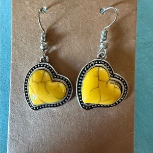 Yellow Heart Earrings